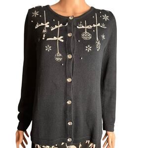 Nouveau Holiday Cardigan Medium Rhinestones Studs Elegant Embellished Whimsy